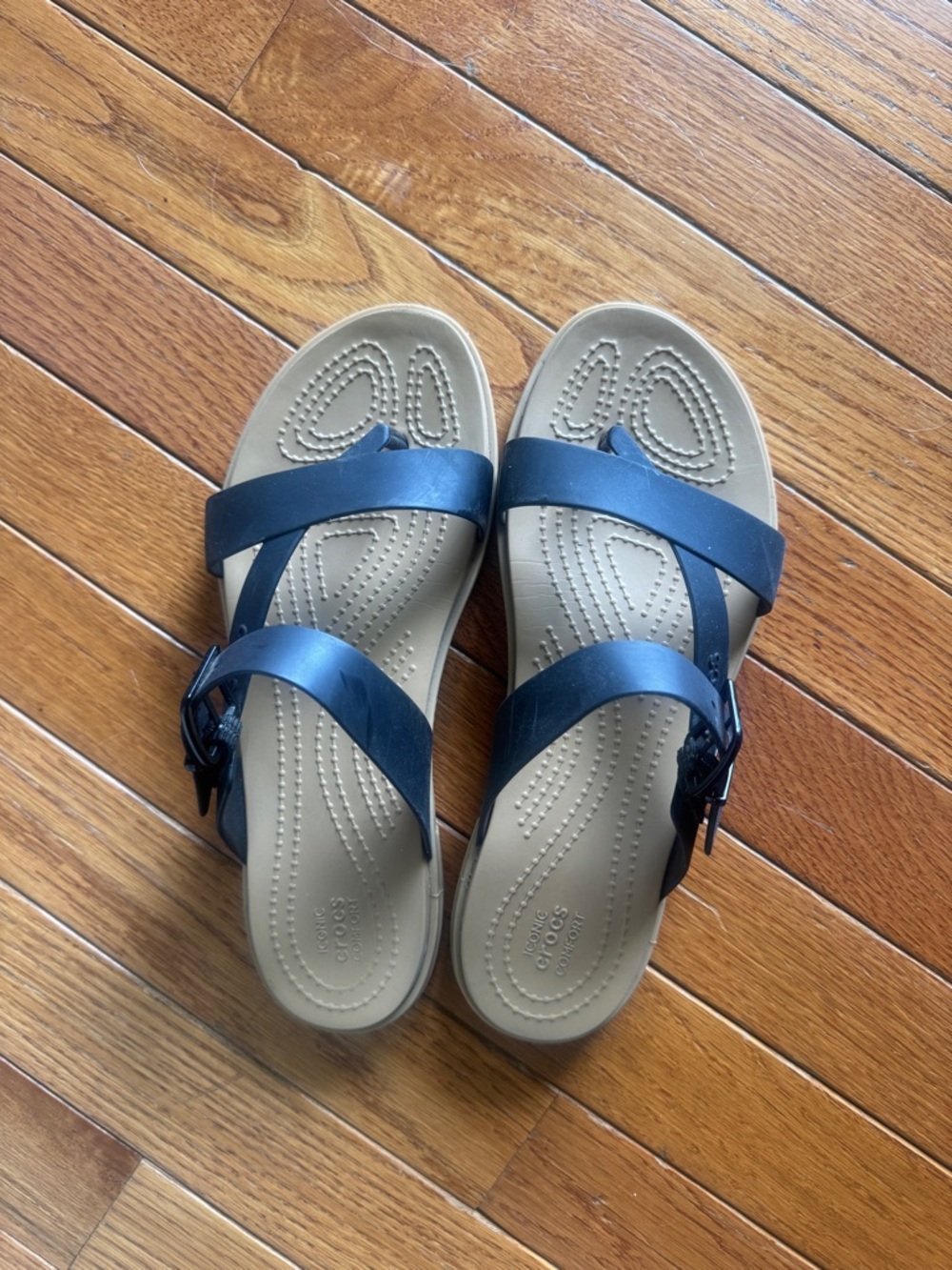 Crocs Black Strappy Slide Sandals